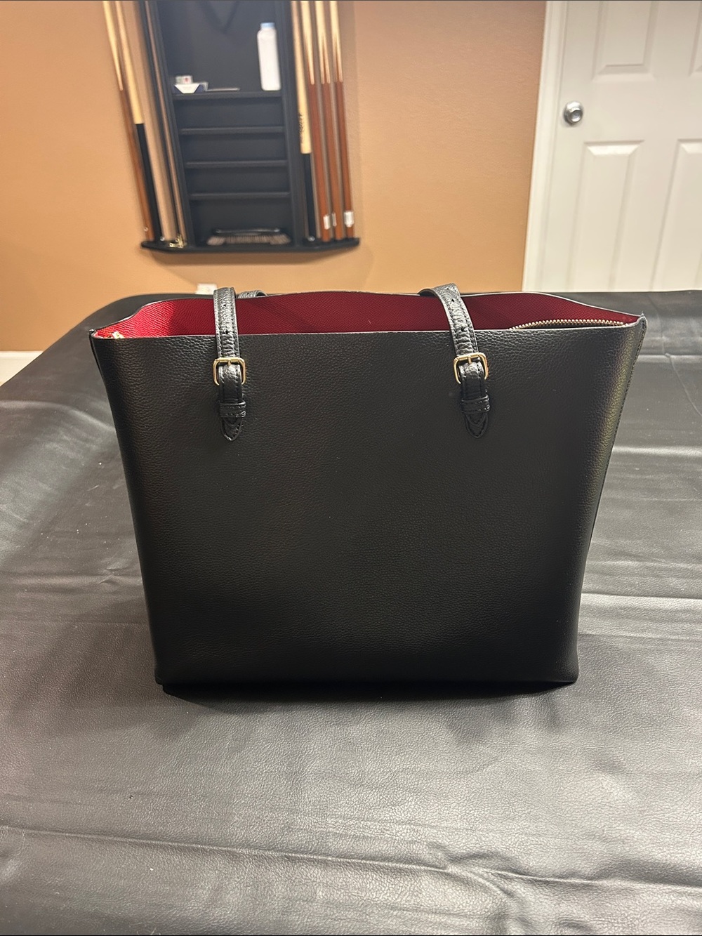 Coach Black Leather Tote with Gold Logo and Tag - Picture 9 of 17